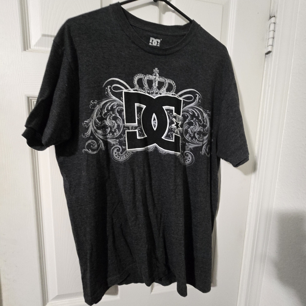 DC Dark Gray Graphic Tee with Crown Design